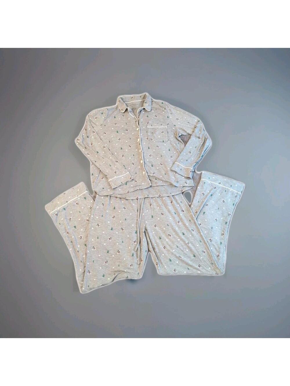 Cupcakes & Cashmere Apres Ski Two Piece Long Pajama Set Gray Size Small/P